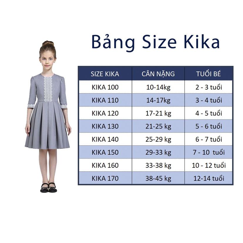 Váy đầm bé gái xanh nhí nhún viền tay - Từ 11kg-45kg - K141