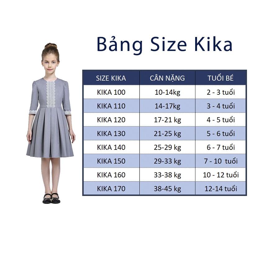 Váy đầm bé gái xanh ba bông hoa KIKA- Từ 11kg-45kg - K143