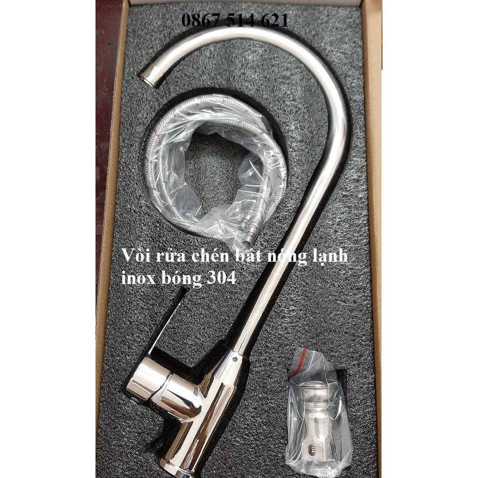 Vòi rửa chén bát nóng lạnh inox bóng 304 - Kmisu thiết bị vệ sinh