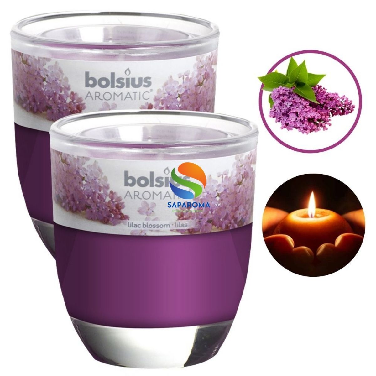 Combo 2 ly nến thơm tinh dầu Bolsius Lilac Blossom 105g - hoa tử đinh hương, nến trang trí, thơm phòng, thư giãn, hỗ trợ khử mùi