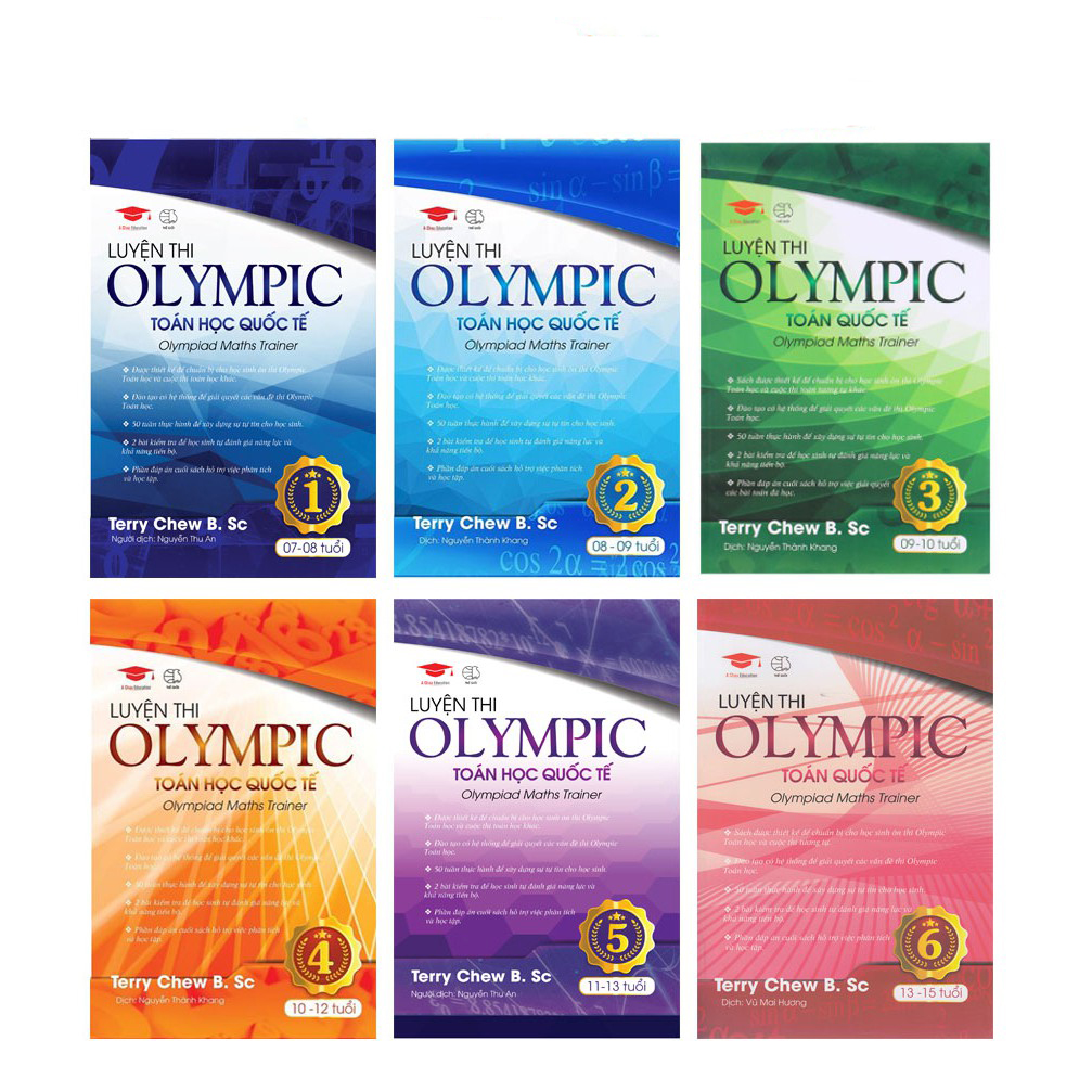 Sách: Combo 6 cuốn Luyện thi Olympic Toán quốc tế - Tổng hơp đề thi Toán cho trẻ từ 7-15 tuổi