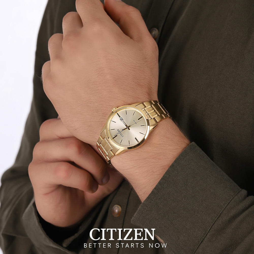 Đồng Hồ Nam Citizen Dây Thép Không Gỉ BI5002-57P - Mặt Vàng