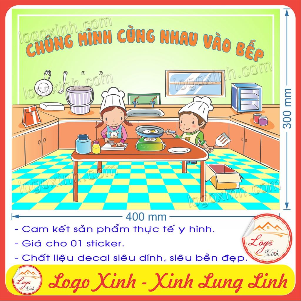 LOGO STICKER TEM DÁN TRANG TRÍ MÌNH CÙNG NHAU VÀO BẾP, TRANG TRÍ DECOR NHÀ CỬA, QUÁN ĂN, CANTEEN...