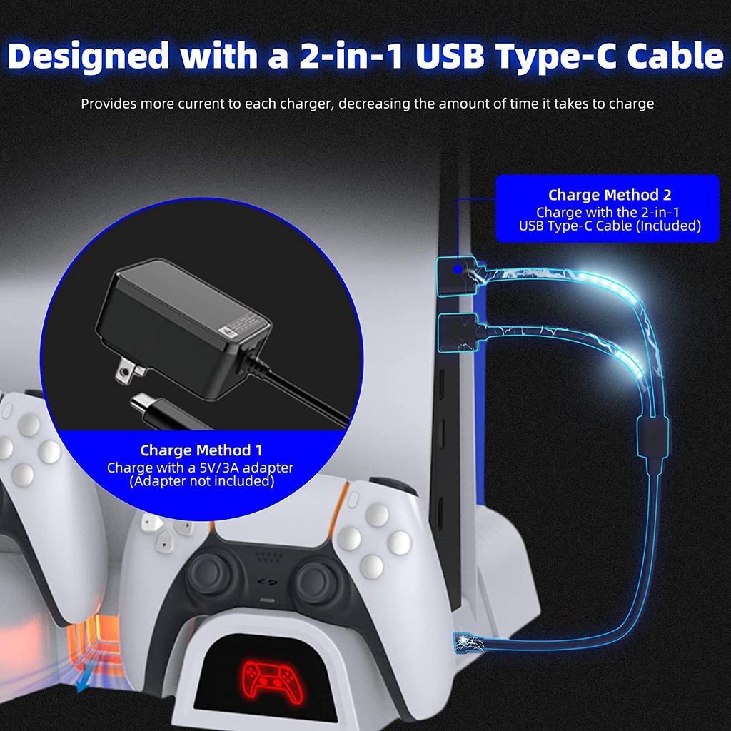Giá Đỡ Tản Nhiệt DOBE PS5 Tích Hợp Đèn LED Với 10 Khe Cắm Sạc Cho Playstation 5