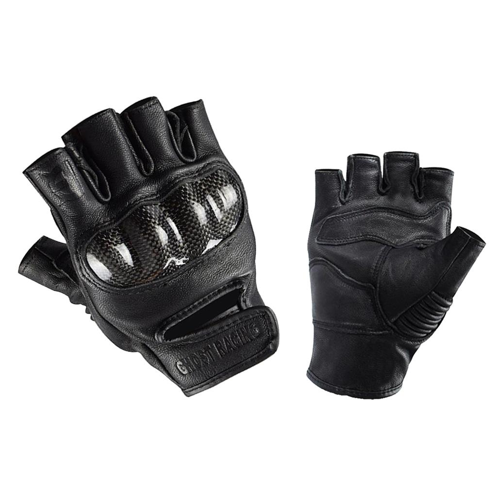 Carbon Fiber Motorcycle Half Finger Gloves Motorbike Ride Fingerless