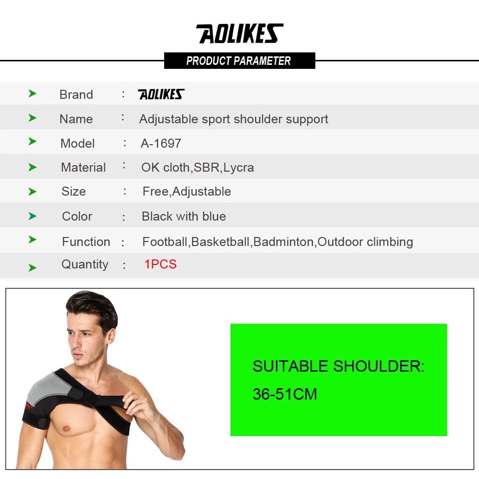 Đai bảo vệ cố định khớp vai AOLIKES A-1697 phục hồi chấn thương adjustable sport shoulder support
