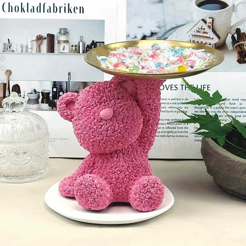 Khay Mứt Trái Cây Đựng Đồ Hình Chú Gấu Hoa Hồng Sang Trọng Khay Decor Đựng Bánh Kẹo Tết Sáng Tạo Trang Trí Nhà Cửa - Hàng Loại 1 - Chính Hãng MINIIN