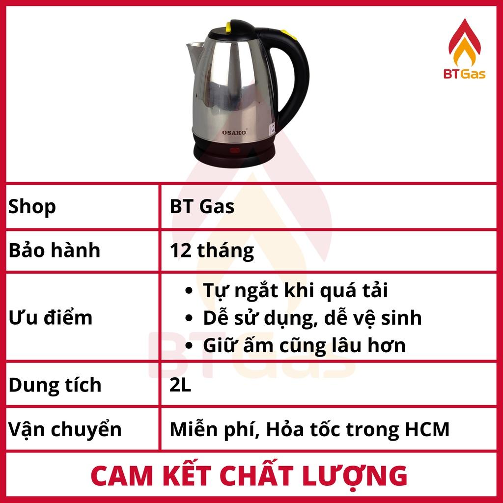 Bình đun siêu tốc, ấm siêu tốc bền đẹp, nấu nước an toàn, thân ấm inox dung tích 2 lít Osako OSA-206 - Hàng chính hãng