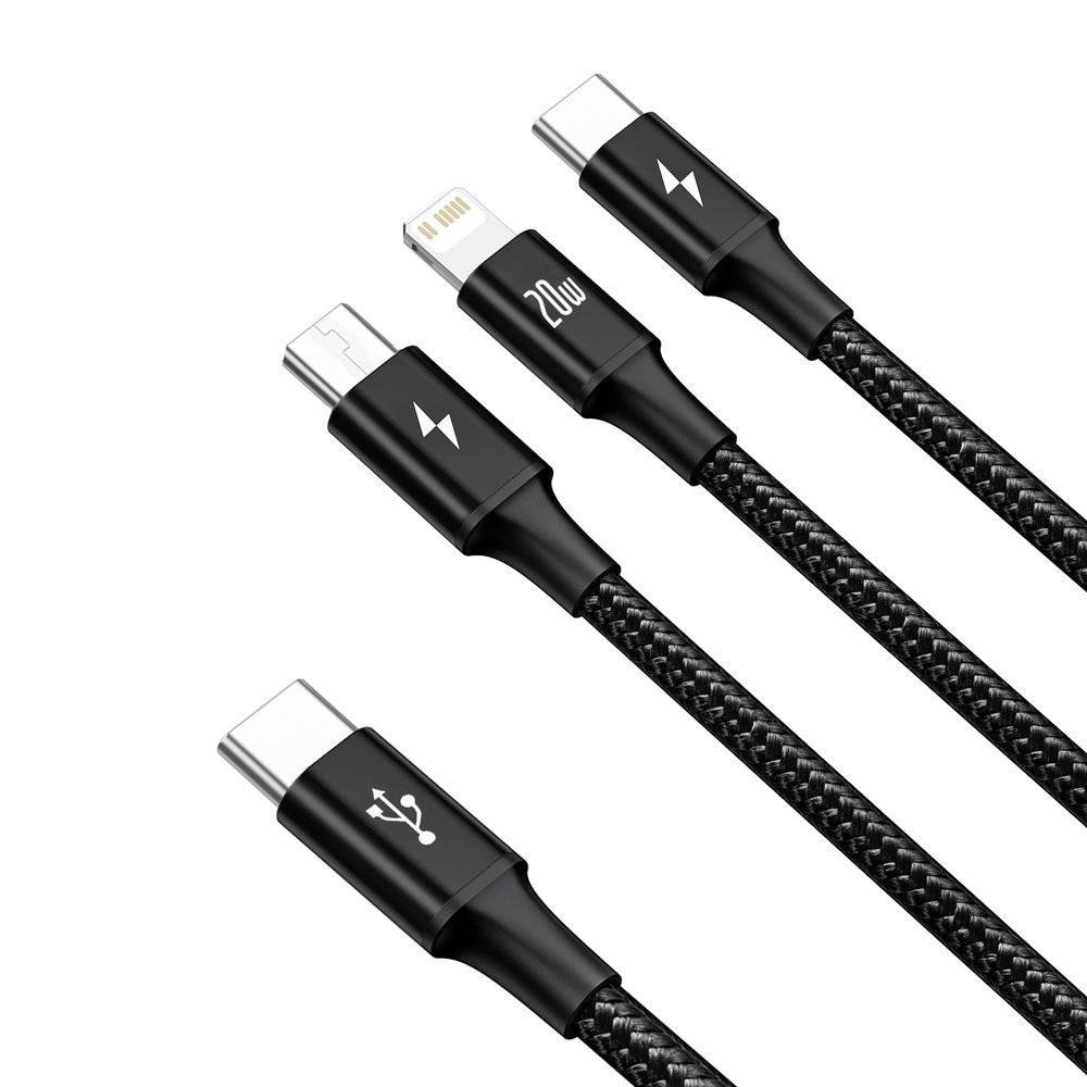 Cáp sạc nhanh PD20W Baseus Rapid kết nối Type-C to iPhone/Type-C/Micro dây dù siêu bền dài 150CM cho Smartphone - Hàng chính hãng