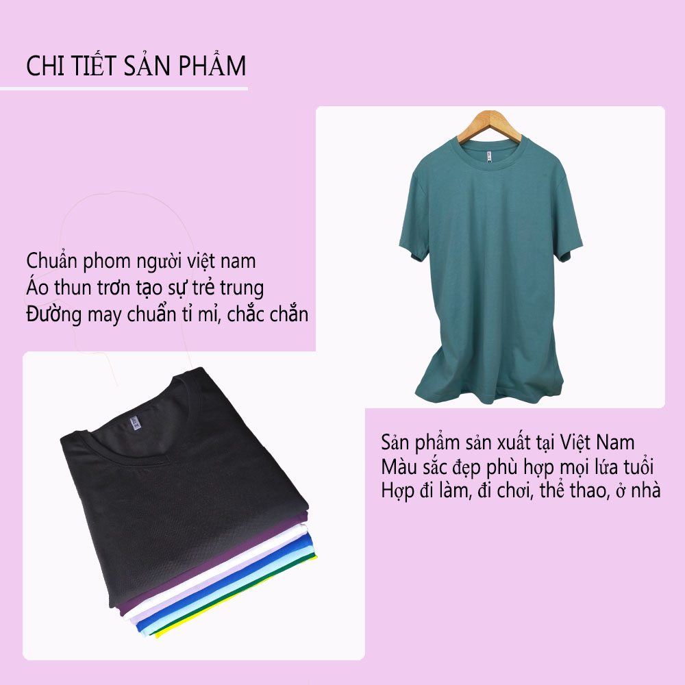 Áo thun nam màu xanh đá chất liệu 100% cotton dày dặn co giãn tay ngắn