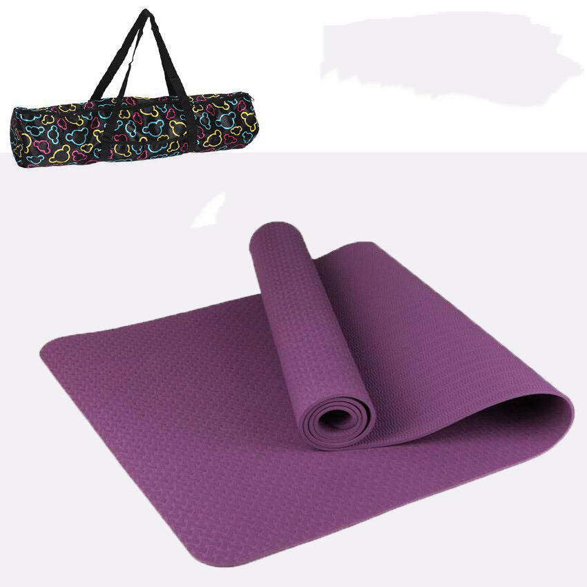Thảm Tập Yoga TPE 1 Lớp Đúc 6mm + Tặng Kèm Túi Đựng TM1