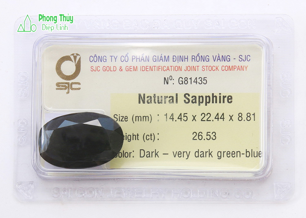 Natural Sapphire - Đá Sapphire mài giác xanh lá đậm tự nhiên kiểm định - Diệp Linh