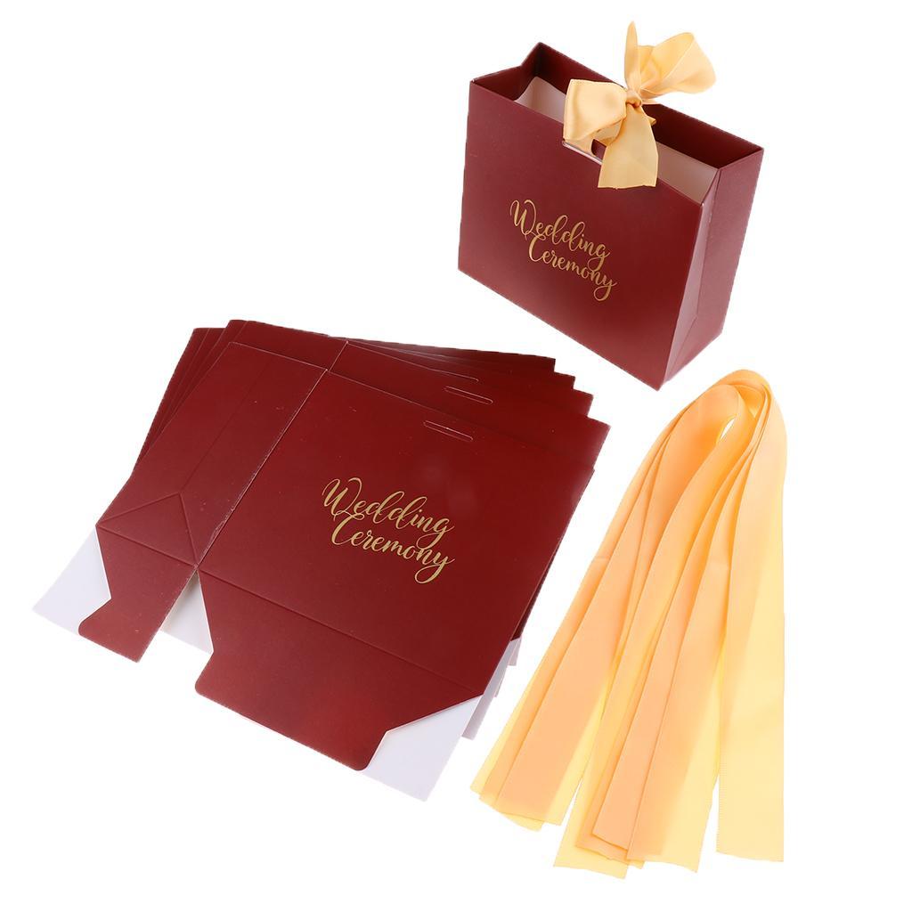 6 Pieces Wedding Candy Bags Paper Ribbon Gift Boxes Holder