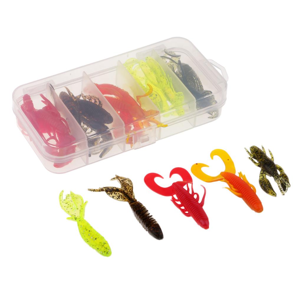 20pcs Soft Bait Silicone Lures Worm Fishing Lures Shrimp Crayfish Lure Set