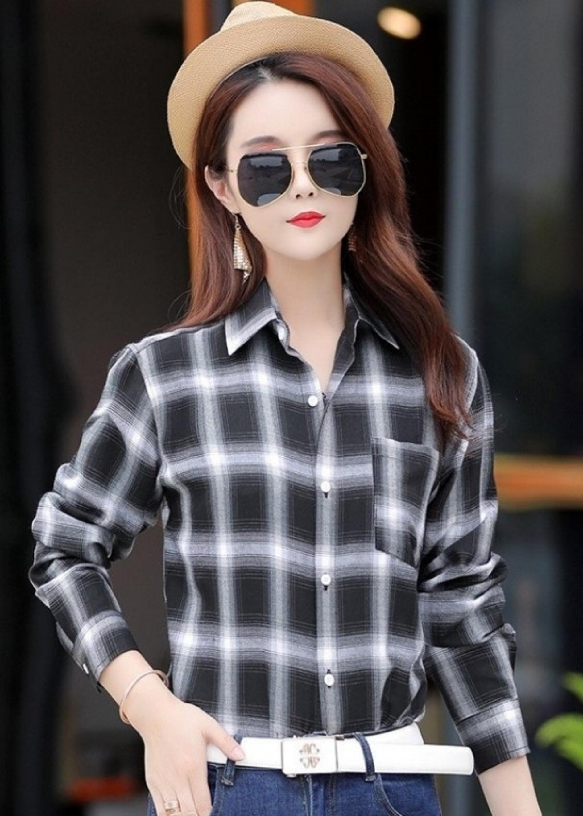 Áo Sơ Mi Nữ Dài Tay Caro TS351 Thời Trang PONIVA Cao Cấp Chất Vải Mềm Mịn Thoáng Mát Chuẩn Form