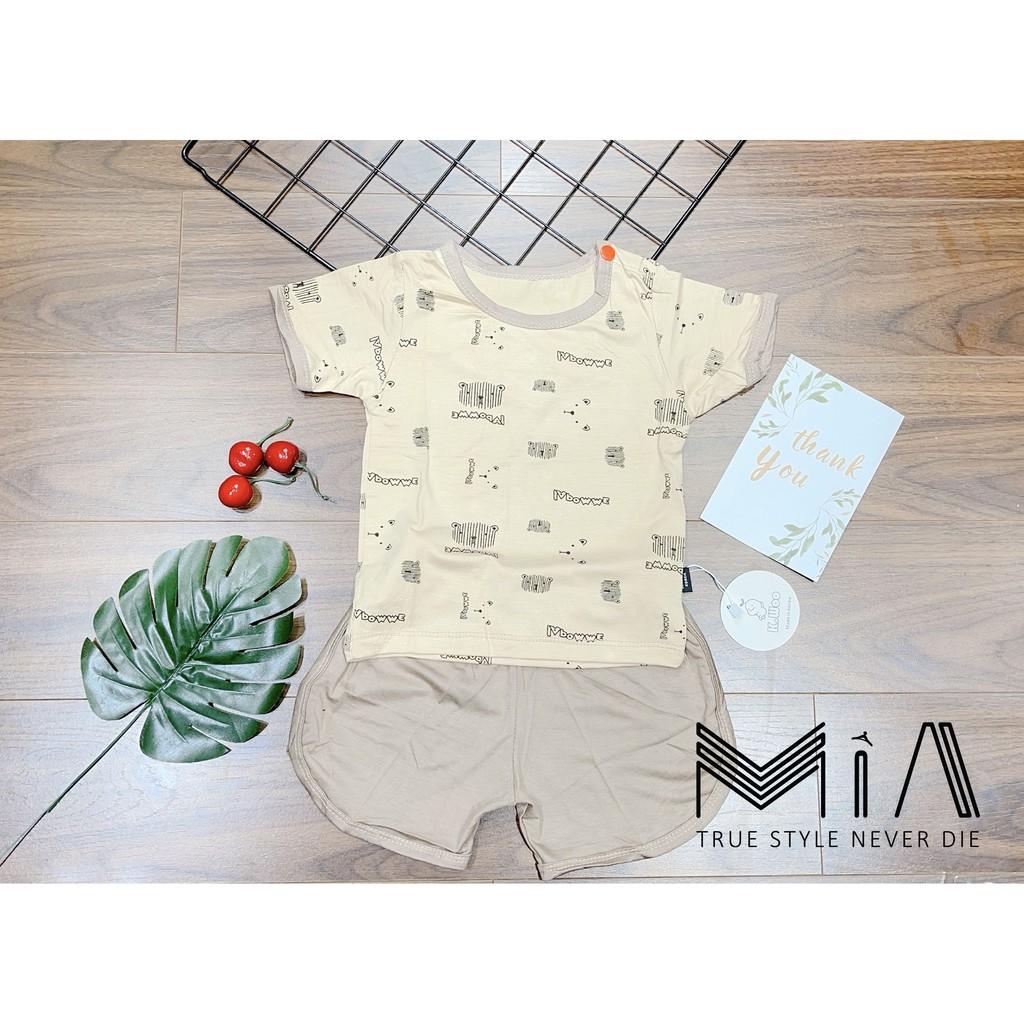 Bộ Cộc Thun Lạnh K.woo Bé Trai, Bé Gái Họa Tiết Mặt Gấu - M14 - Mia Baby - Ảnh Độc Quyền Do Shop Tự Chụp