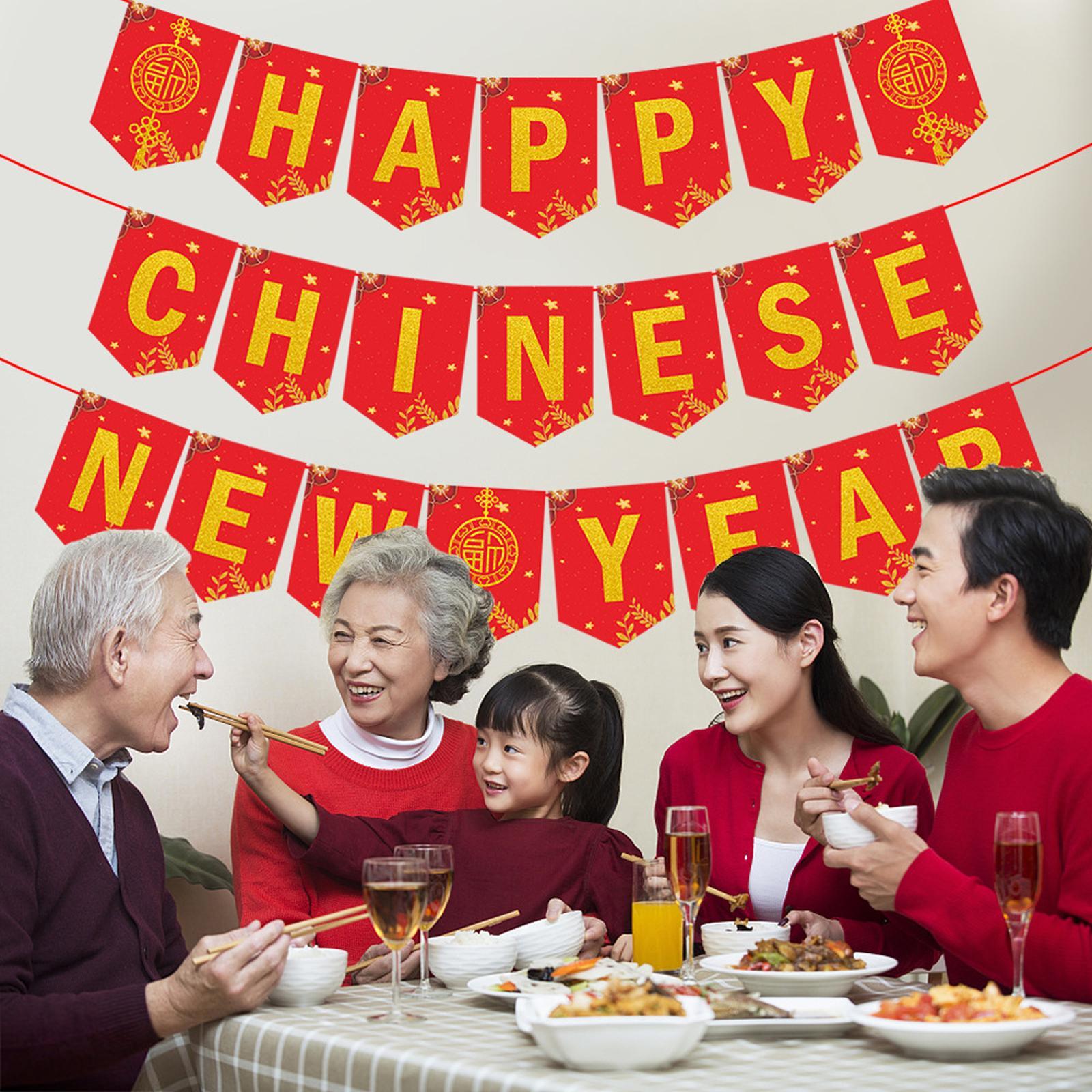 Chinese New Year Bunting Banner Party Bunting Banner Festive Decorations for Chinese New Year