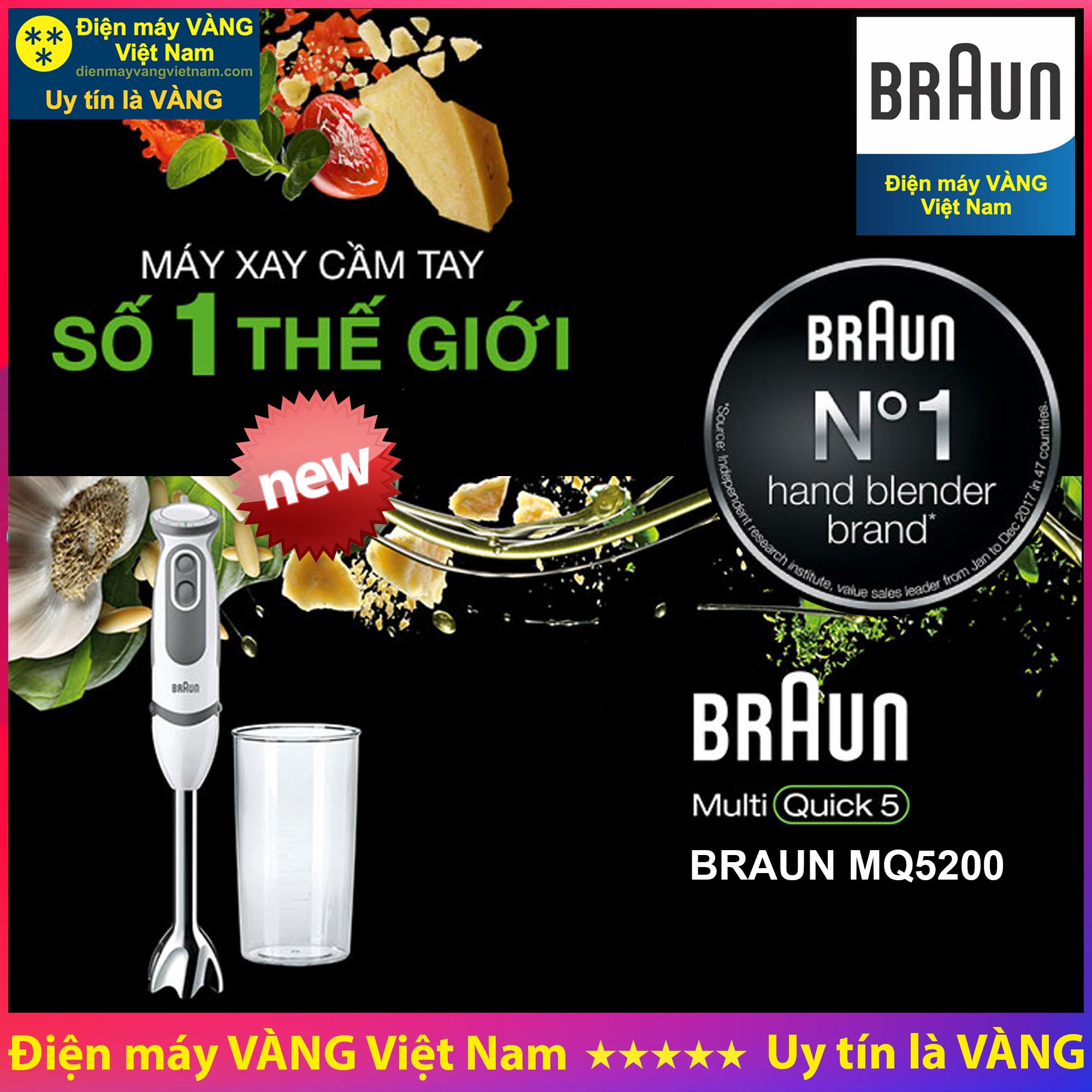 Máy xay cầm tay Braun MQ5200 Soup Vario – 1000W 21 tốc độ - SX Châu Âu - Hàng chính hãng