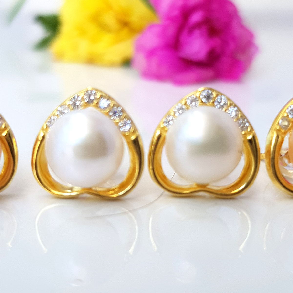 Bông Khuyên Tai Ngọc Trai - Kiểu Nụ - Mở Cửa Trái Tim - Sang Trọng - Trang Sức Cô Tấm - DANKO PEAL - COTAM0406 -Bạc S925 Nạm Zircon