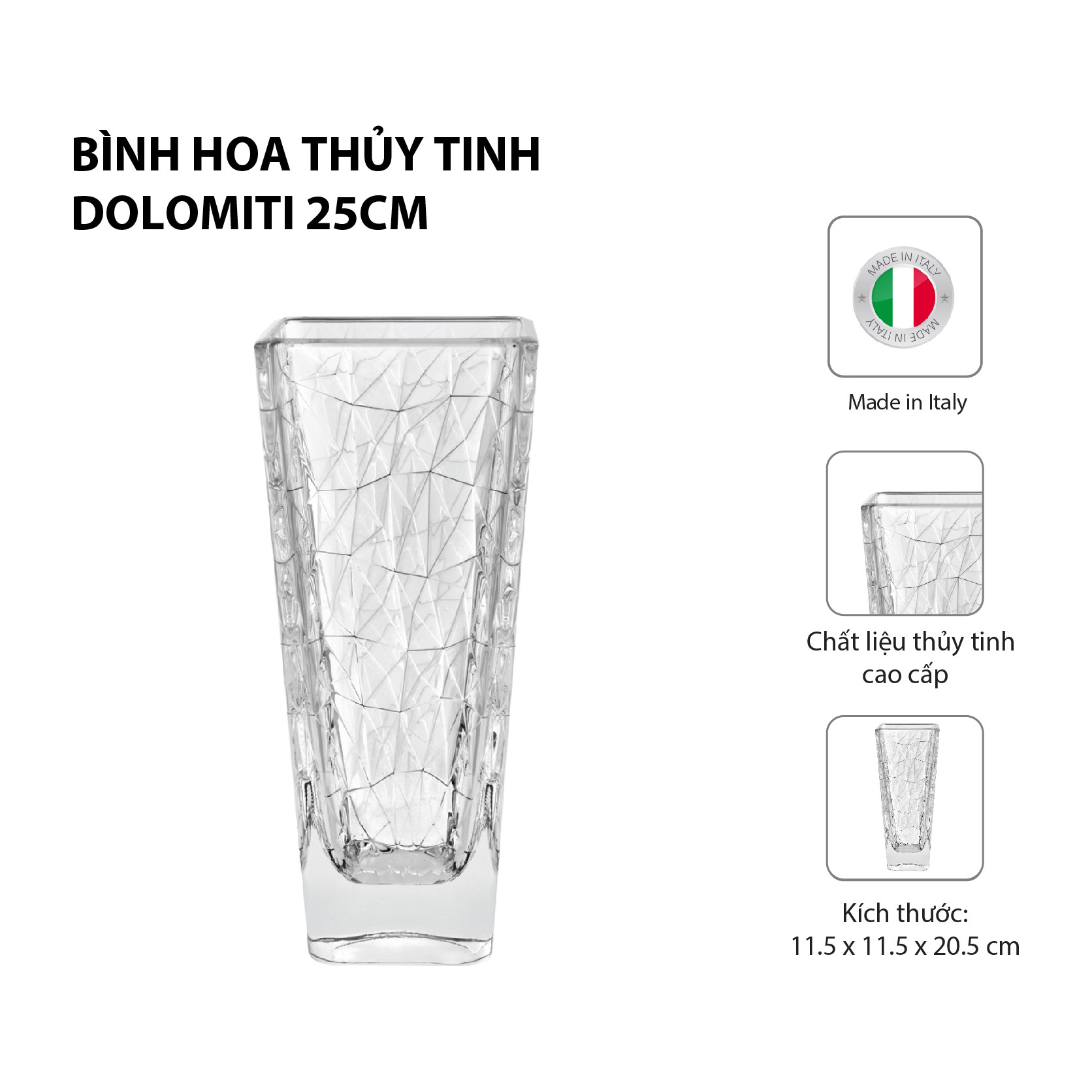 Bình hoa thủy tinh Vidivi Dolomiti  68138M