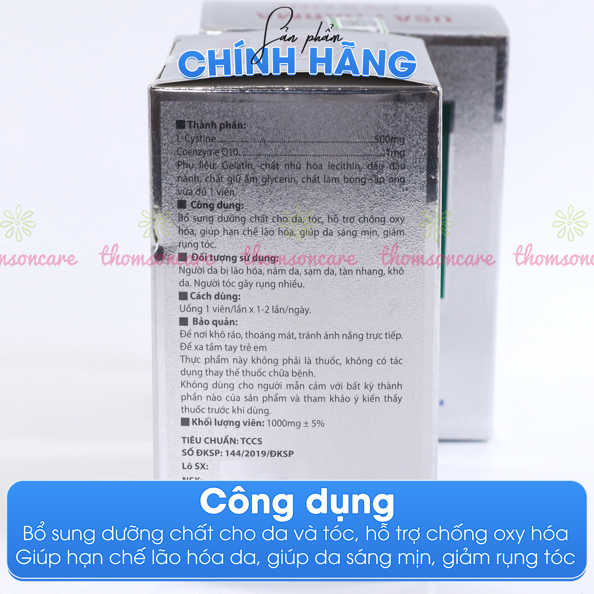 Combo viên uống sáng da tóc chắc khỏe LCystine 60v và DHC Adlay 30v duy trì làn da mềm mại , bổ sung dưỡng chất da và tóc , hạn chế lão hóa da chiết suất từ hạt y dĩ và l cystine- Thomsoncare