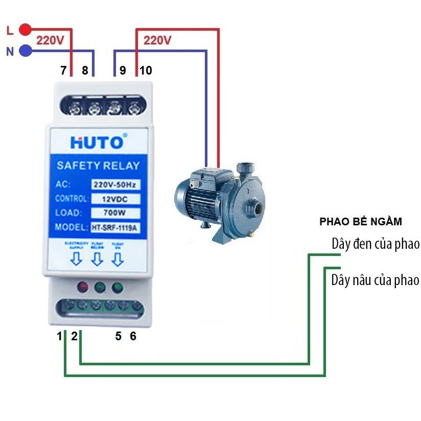 Combo 1 Rơ le an toàn cho phao điện HUTO và 1 Phao điện HUTO dây 2 mét