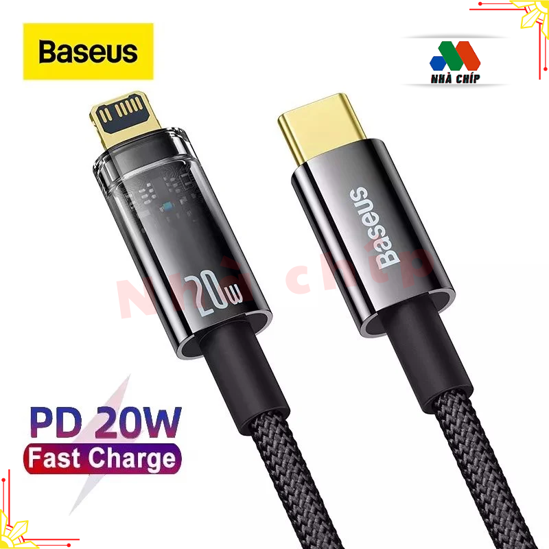 Cáp Sạc nhanh 20W tự ngắt Gen2 có đèn led báo Baseus Explorer Series cho iPhone13,12,11.....8plus/ iPad (Type C to IP Auto Power-Off, PD 20W Fast Charging Data Cable )- Hàng chính hãng