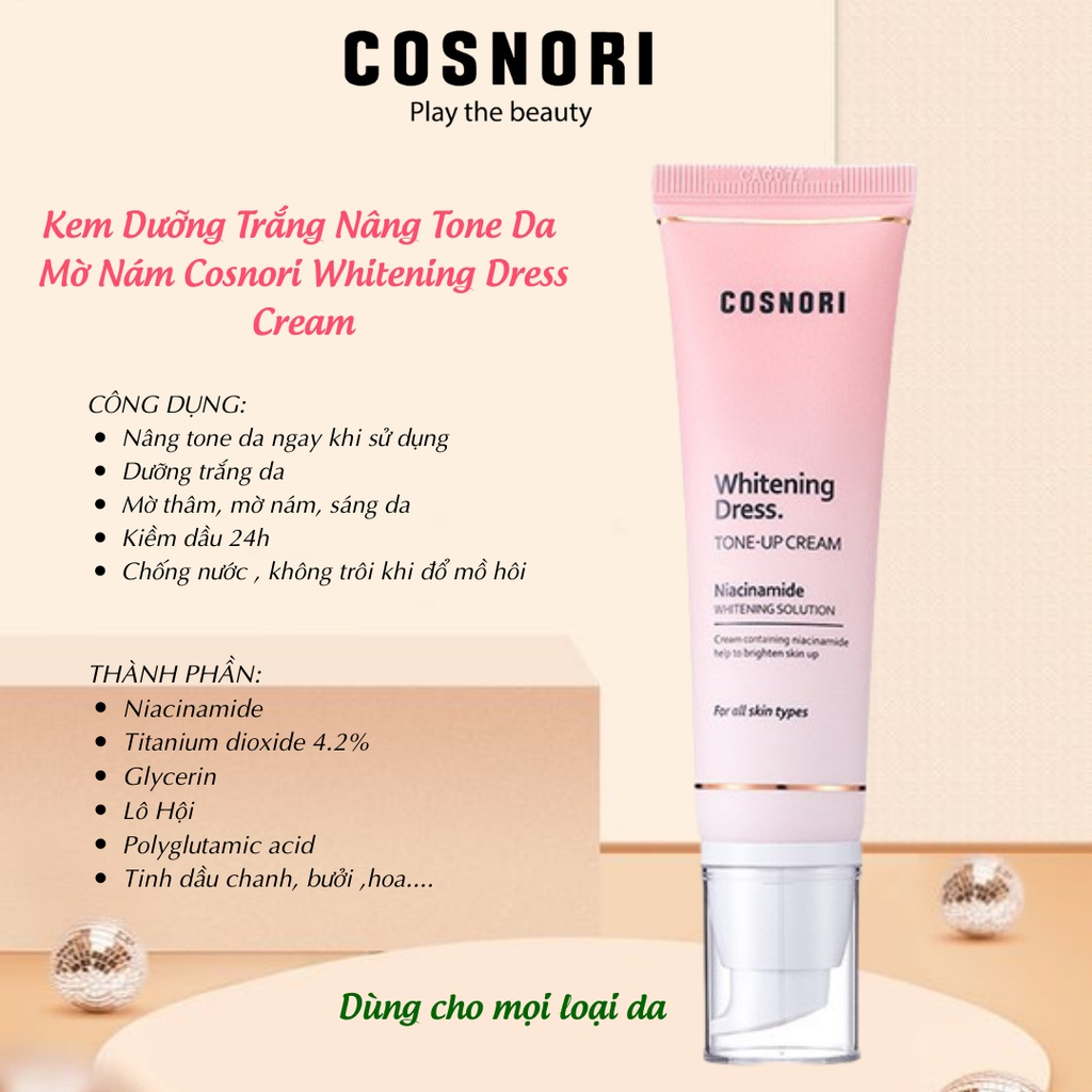 Kem dưỡng trắng da nâng tone Cosnori Whitening Dress Tone-up Cream 50ml