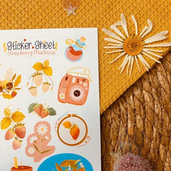 Sticker sheet strauberry madness - chuyên dán, trang trí sổ nhật kí, sổ tay | Bullet journal sticker - unim059