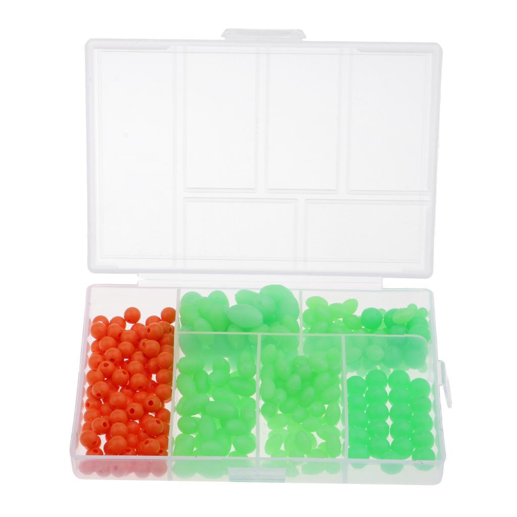 400 Pieces Luminous Fly Tying Beads Fishing Oval Round Beads Hard Fishing Beads Head Ball Beads Suit Connector