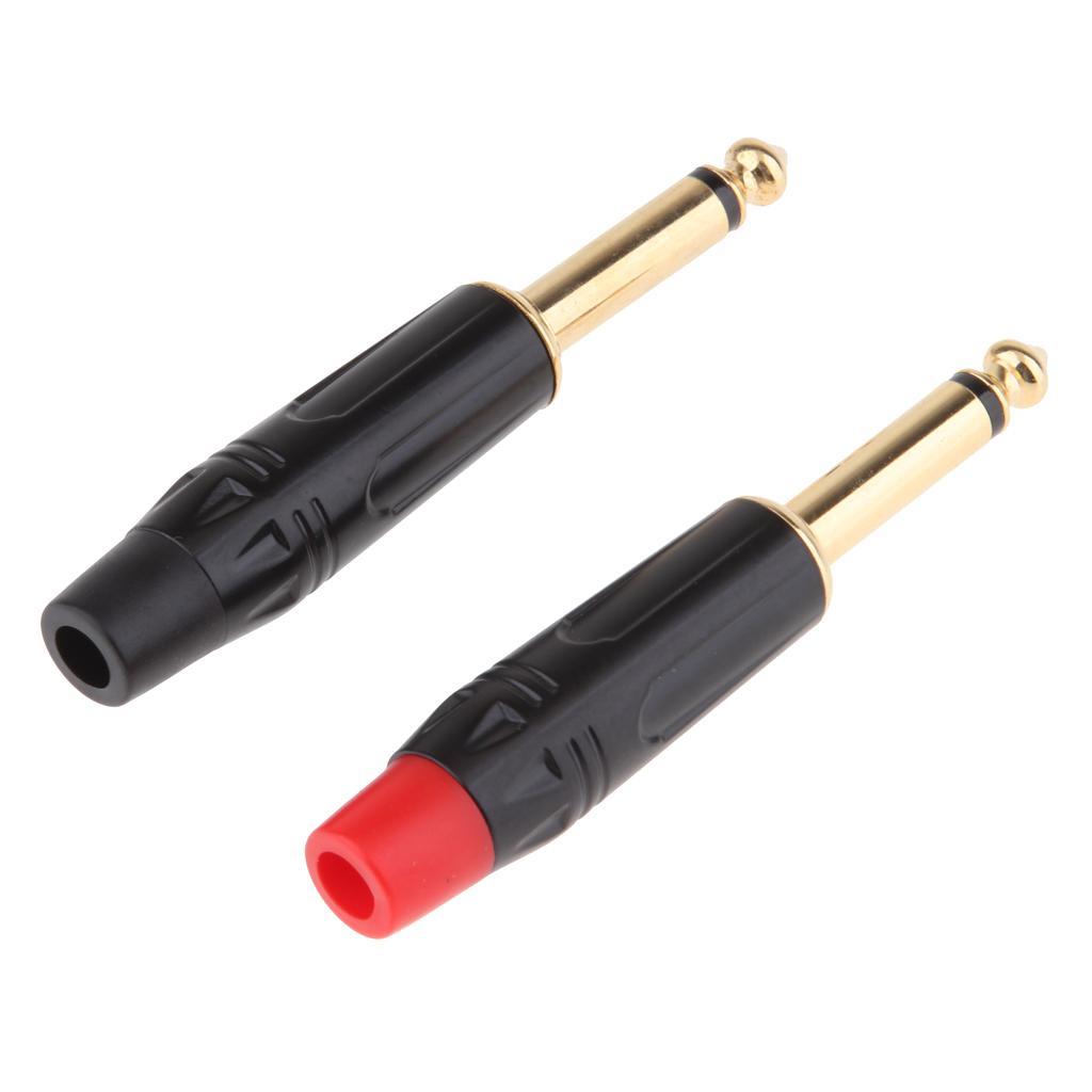 2x 6.5mm 1/4inch Mono Audio Male Solder Plug  Connector