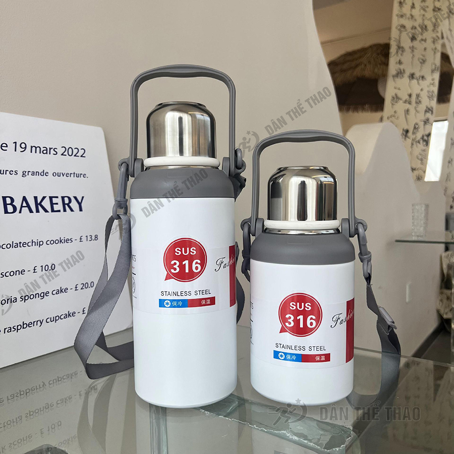 Bình giữ nhiệt inox 316 có quai xách dễ mang theo khi đi xe đạp, du lịch - Cốc giữ nhiệt đảm bảo tiêu chuẩn an toàn cho người sử dụng