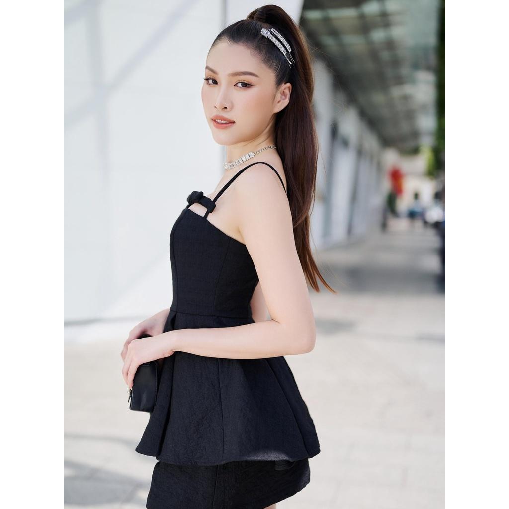 RECHIC Áo Simona kiểu hai dây mảnh xếp ly ở eo sang trọng trẻ trung phù hợp đi tiệc