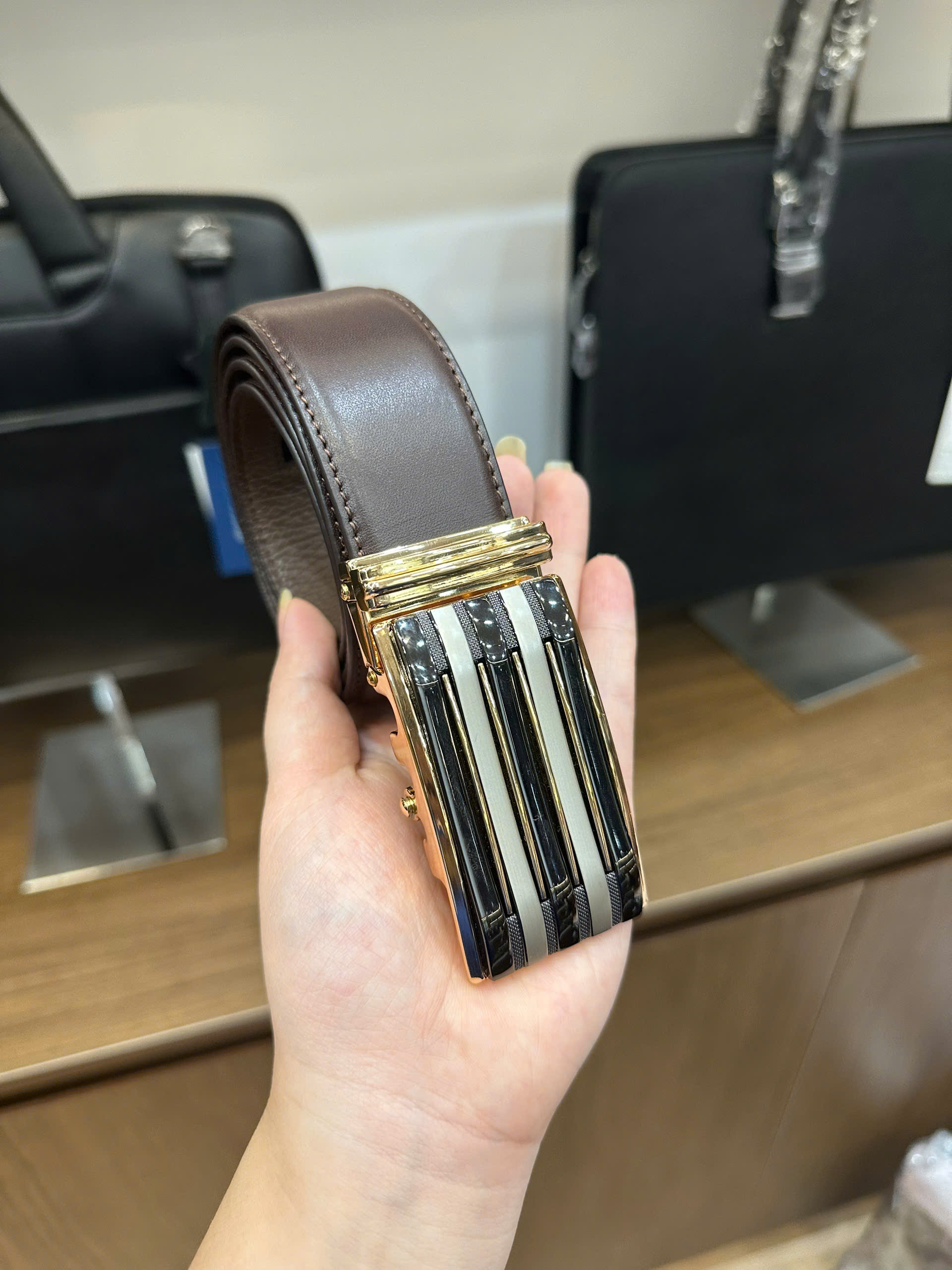 Thắt Lưng Da Nam Dây Lưng Chính Hãng GENCE LG53 Chất Liệu Da Bò Cao Cấp Màu Nâu