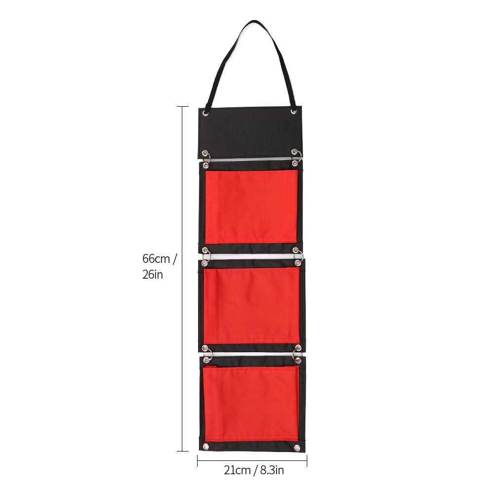 Túi treo trên cửa bằng vải Oxford đa chức năng 3 ngăn màu đỏ