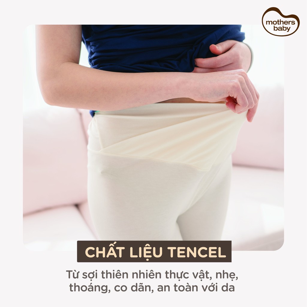 Quần Legging Bầu Cạp V, Ngắn, Không Siết Bụng, Chất Liệu Tencel Nhẹ, Mát, Co Dãn Tốt - Thương Hiệu Mothersbaby Hàn Quốc