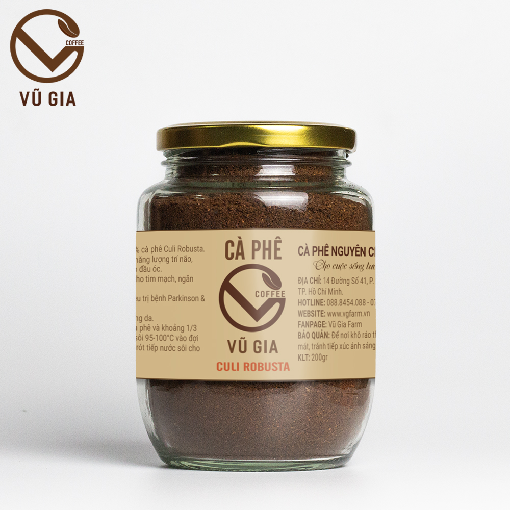 Cà Phê Culi Thượng Hạng Rang Mộc Nguyên Chất Vũ Gia (200g/ hũ)
