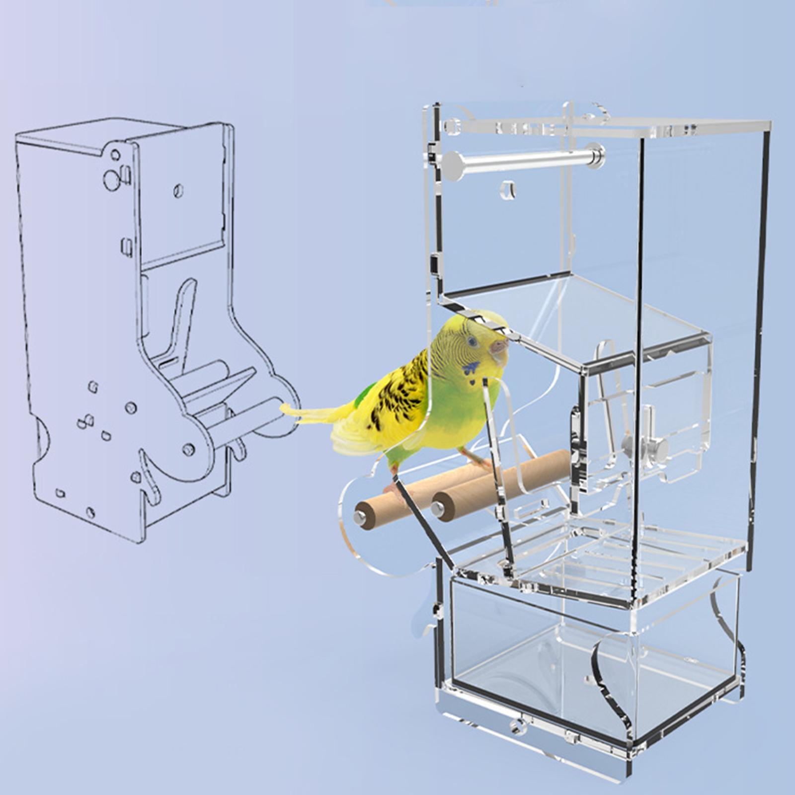Bird Feeder Cage Hanging Transparent Food Dish Acrylic for Canaries