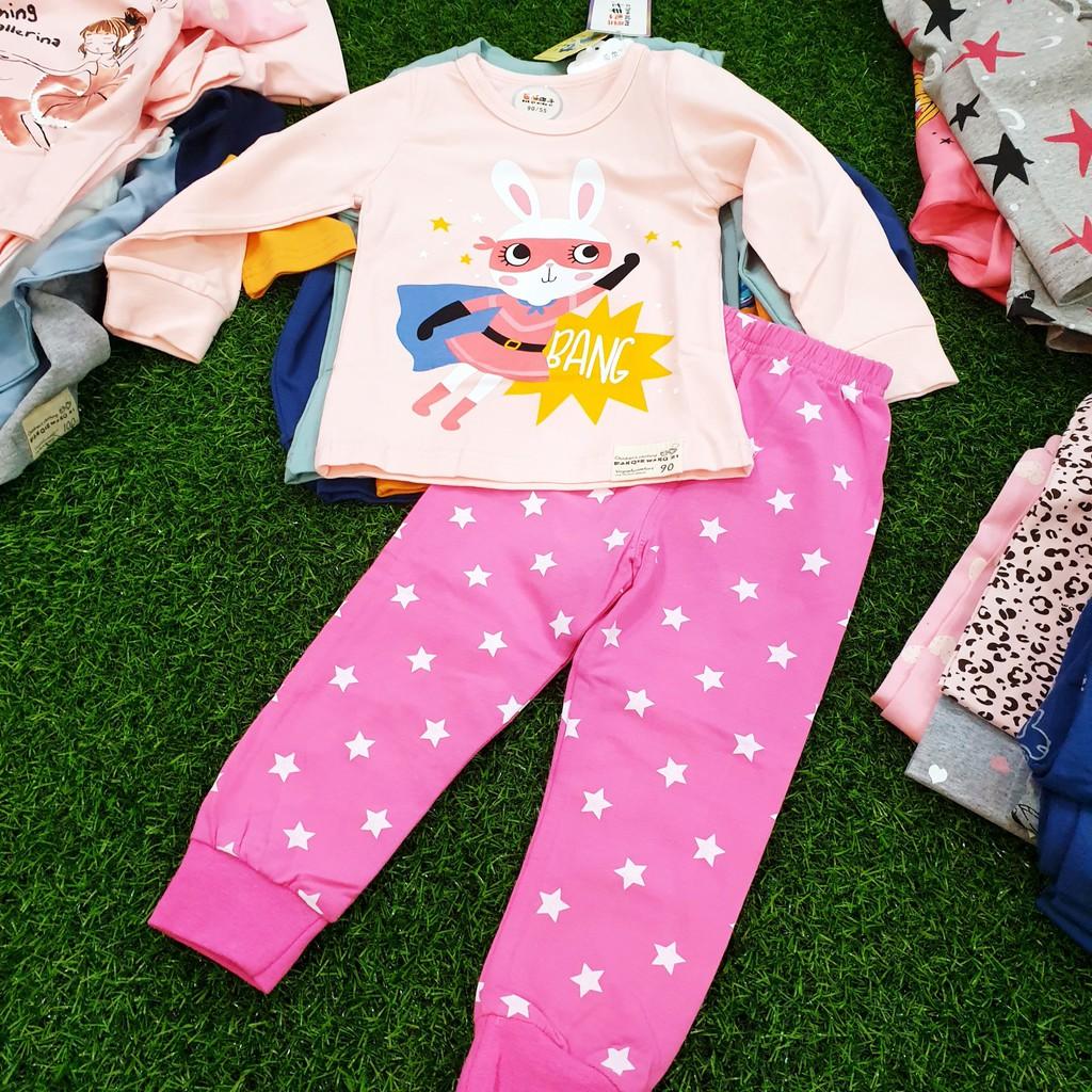 Bộ dài tay chất thun cotton co giãn 4 chiều mẫu cho bé Gái