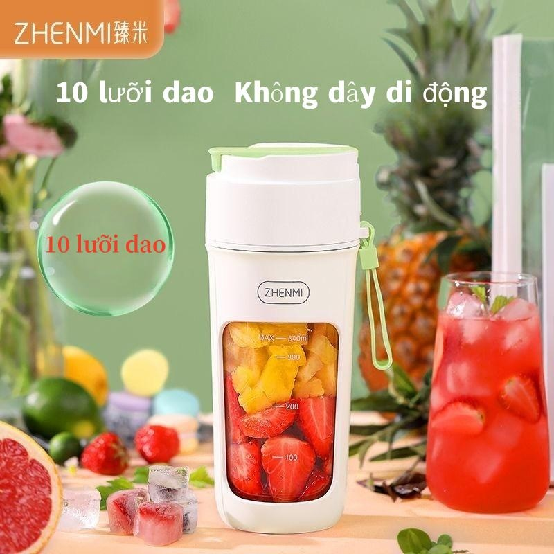 Zhenmi Không Dây Điện Máy Ép Trái Cây Mini Xách Tay Nước Trái Cây Máy Xay Sinh Tố 340Ml Cho Nhà Bếp Cắm Trại Sinh Tố Máy Trộn Thiết Bị Nhà-Hàng chính hãng