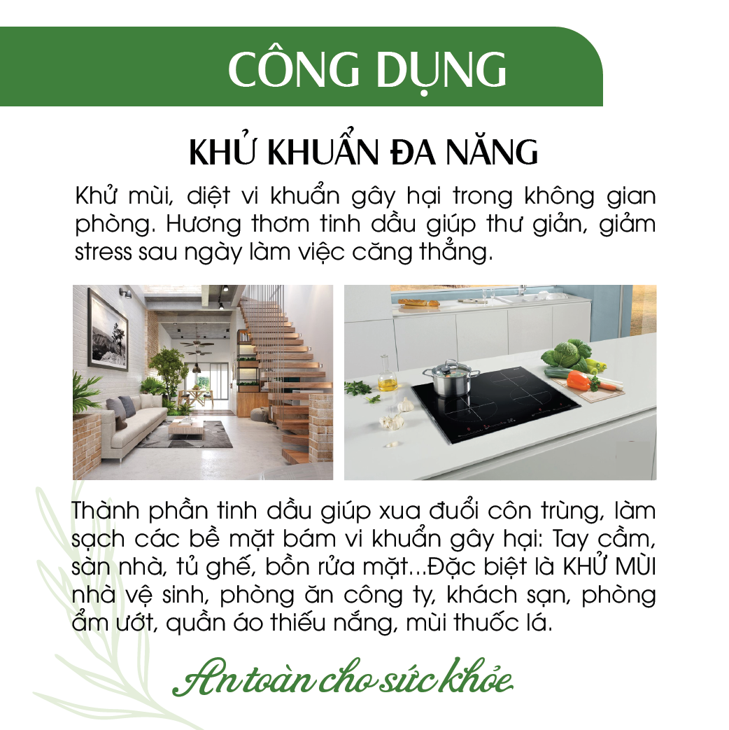 Xịt khử mùi đa năng Tinh dầu 24CARE 50ml/100m/250ml - Xịt bề mặt bị dính bẩn do đồ ăn rơi rớt trên bàn ghế, sàn nhà.