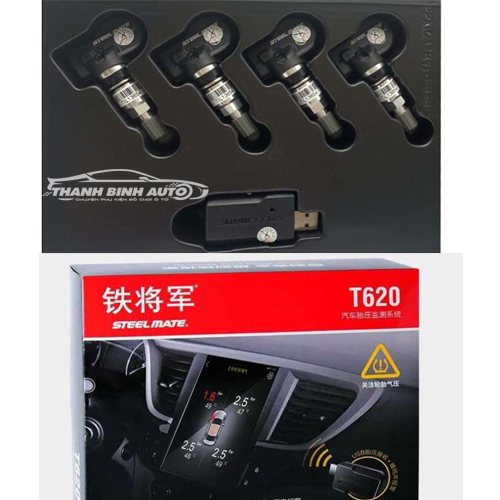 Cảm Biến Áp Suất Lốp Ô tô Steelmate T620 Van Gắn Trong Tích Hợp Màn DVD Android TPMS Xe Hơi Chính Hãng - BH 12 tháng