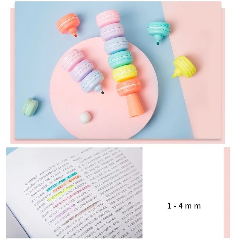 Bút nhớ highlighter 6 màu bỏ túi mẫu macaron và bóng