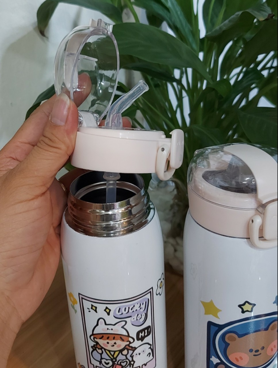 Bình giữ nhiệt cao cấp cho bé có ống hút 500ml inox 304, Bình giữ nhiệt Inox 304 500ml cute mini