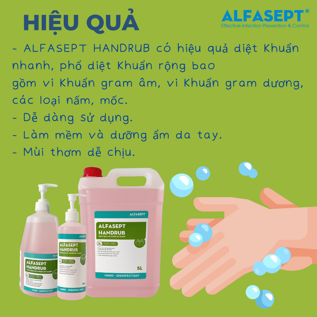 Dung dịch sát khuẩn tay nhanh Alfasept Handrub 1L - Diệt khuẩn phổ rộng