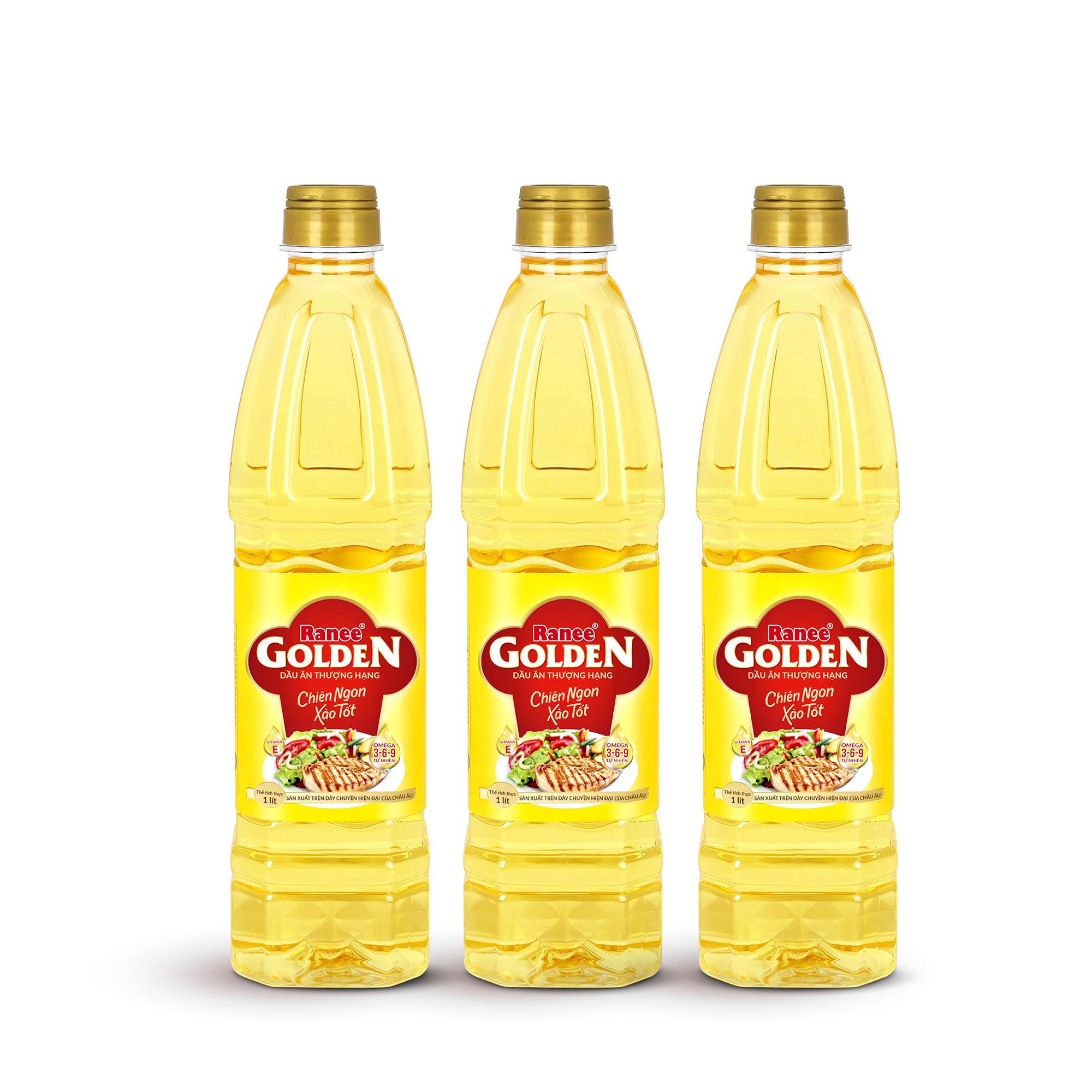 Combo 3 chai dầu ăn Ranee Golden 1 lít (1 lít/chai x 3 chai)