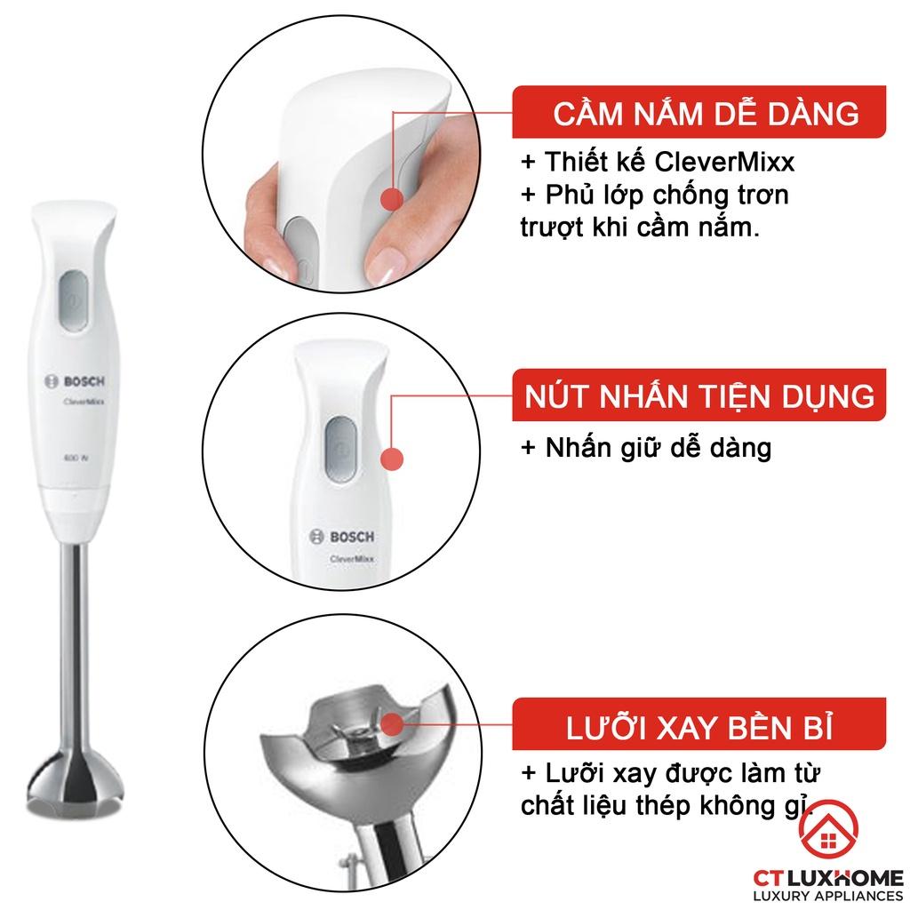 Máy xay thực phẩm cầm tay Bosch MSM26130 600W, 220V, 50/60Hz, Kèm chân cắt mỏng SlimFoot [Hàng chính hãng]