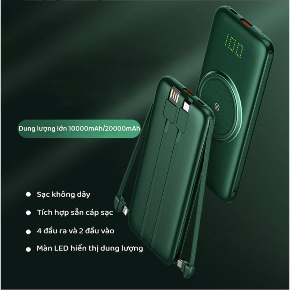 Pin sạc dự phòng sạc nhanh không dây tích hợp nhiều cáp sạc P1 GreenPower 20.000mAh thế hệ mới 2021 - AsiaMart