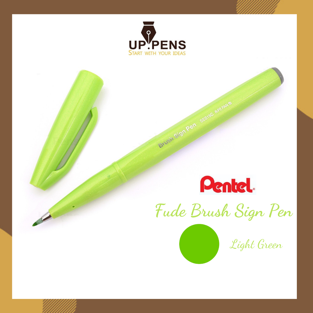Bút lông viết chữ calligraphy Pentel Fude Touch Brush Sign Pen - Màu xanh lá mạ (Light Green)