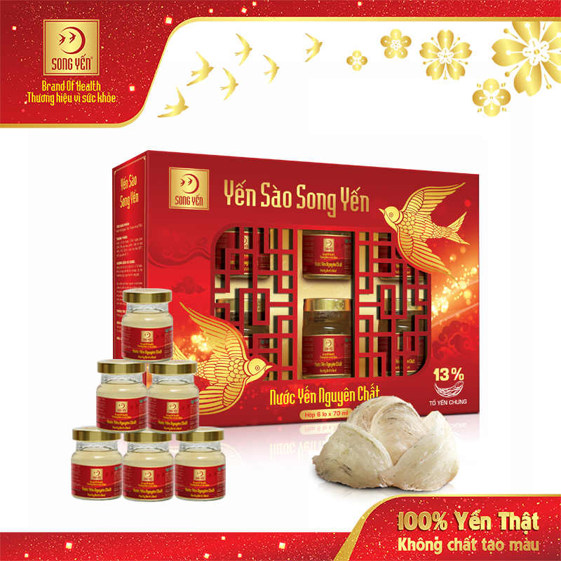 Nước Yến Nguyên Chất 13% Song Yến (Lốc 6 x 70ml)